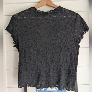 H&M - Black Lace Short-sleeved Shirt
